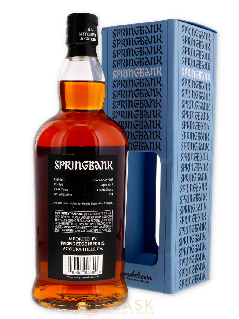 Springbank 2003 13 Year Old Fresh Sherry Single Cask 58.6% / Pacific Edge - Flask Fine Wine & Whisky