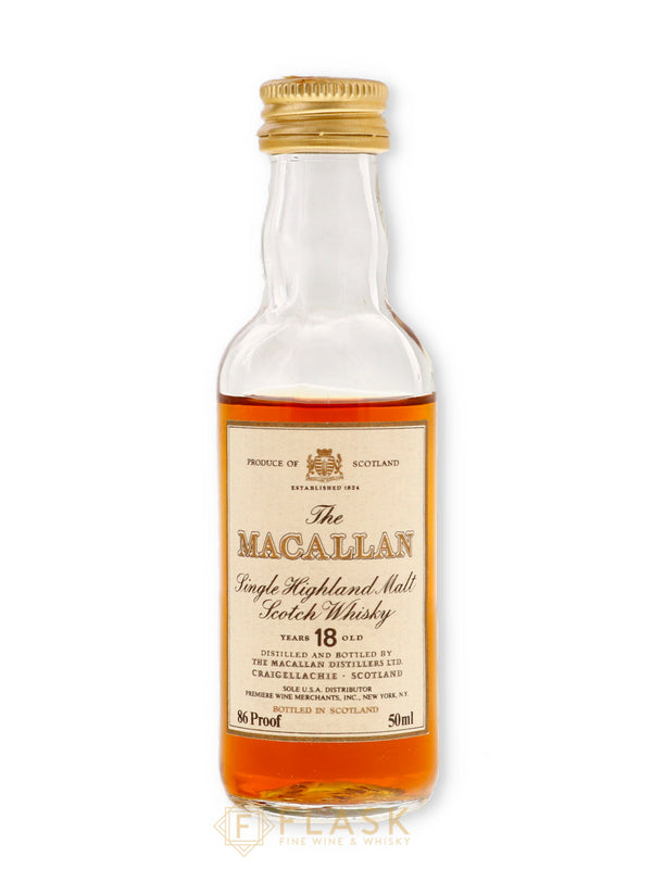 Macallan 18 Year Old Bottled 1980s / Premiere Wine Merchants 50ml Miniature - Flask Fine Wine & Whisky