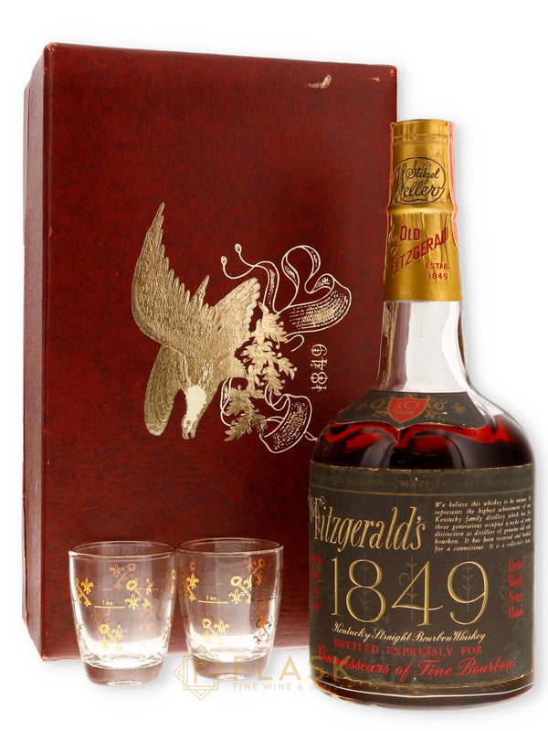Old Fitzgerald '1849' 10 Year Old Bourbon 1960s / Stitzel Weller Gift Box w Glasses - Flask Fine Wine & Whisky