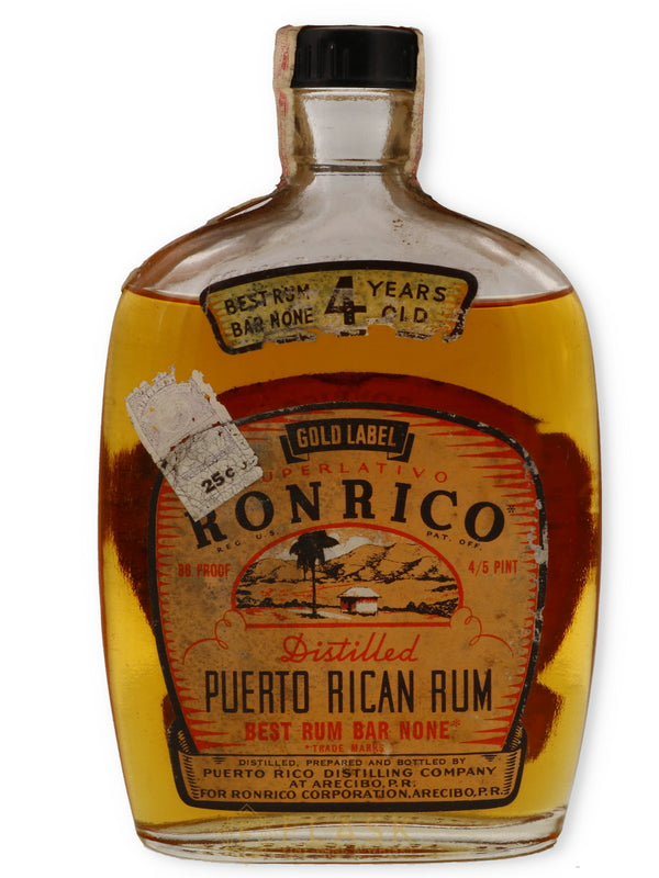 Ronrico Gold Label Puerto Rican Vintage Rum 4 Year Old 4/5 Pint 1953 - Flask Fine Wine & Whisky