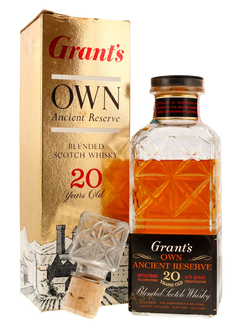Grants Own Ancient Reserve 20 Year Old Scotch Whisky 1960s - Flask Fine Wine & Whisky