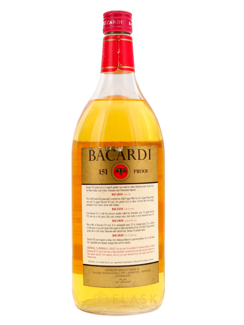 Bacardi 151 Rum Vintage 1980s 1.13 Liter - Flask Fine Wine & Whisky