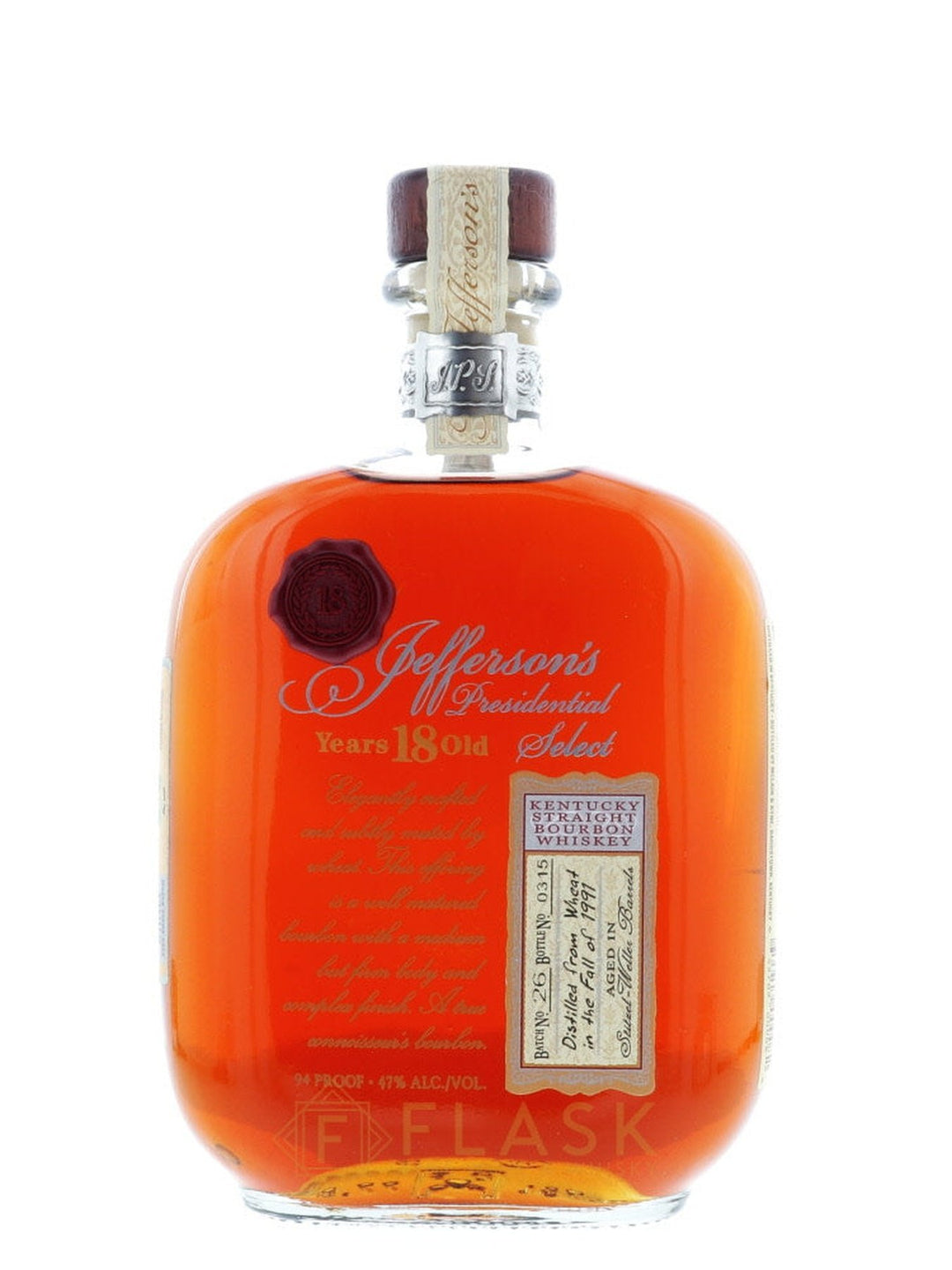 Jeffersons Presidential Select Bourbon 18 Year Old Batch 26 - Flask Fine Wine & Whisky