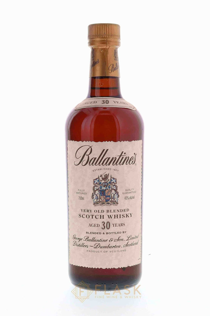 Ballantines Scotch Whisky 30 Year Old Bottled 1990s - Flask Fine Wine & Whisky