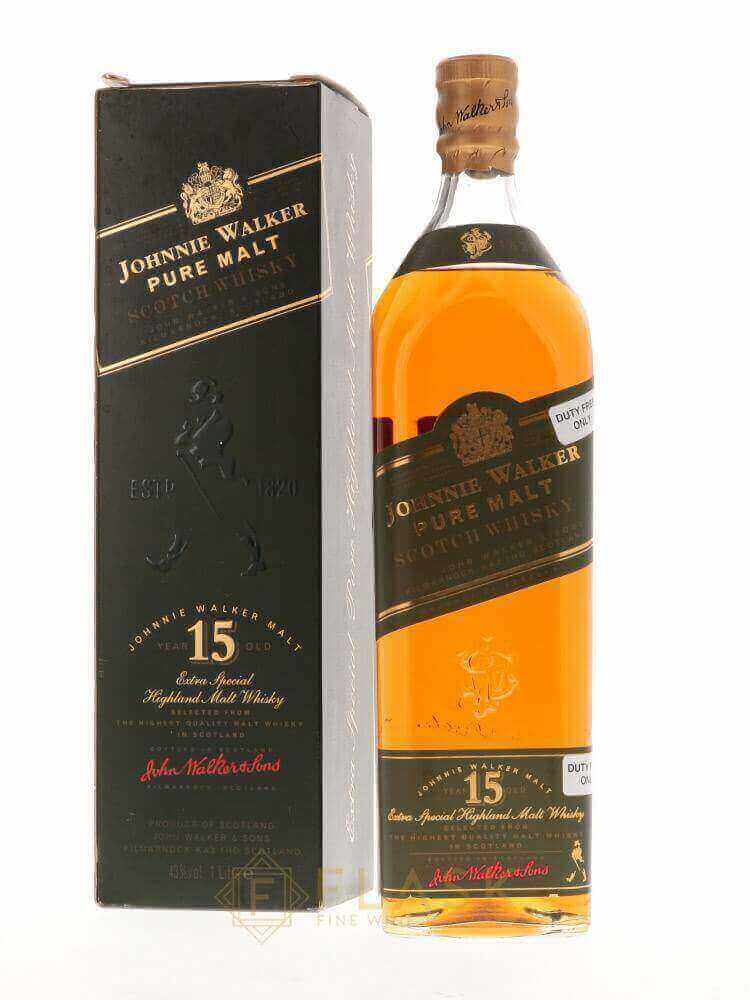 Johnnie Walker Pure Malt 15 Year Old ''Green Label'' 1 Liter - Flask Fine Wine & Whisky