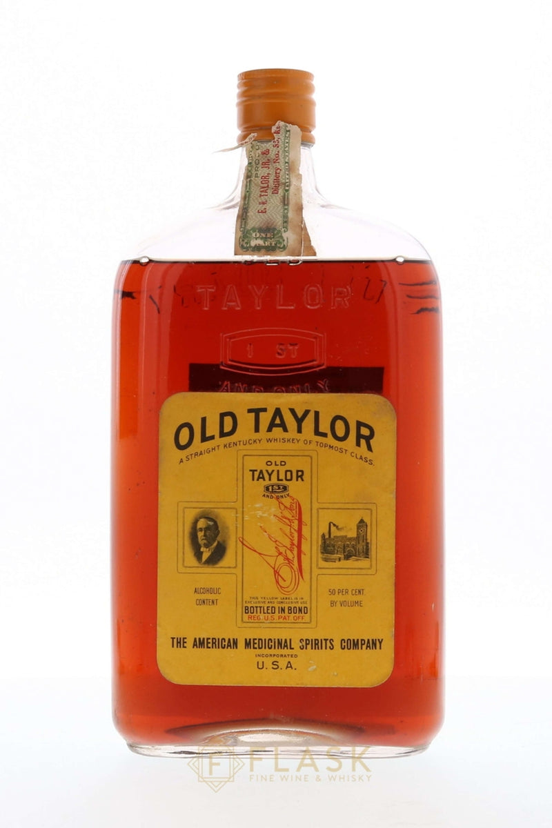 Old Taylor 1917 Prohibition Era American Medicinal Spirits Co. / Private Bottling / Full Quart [Mid Shoulder] - Flask Fine Wine & Whisky