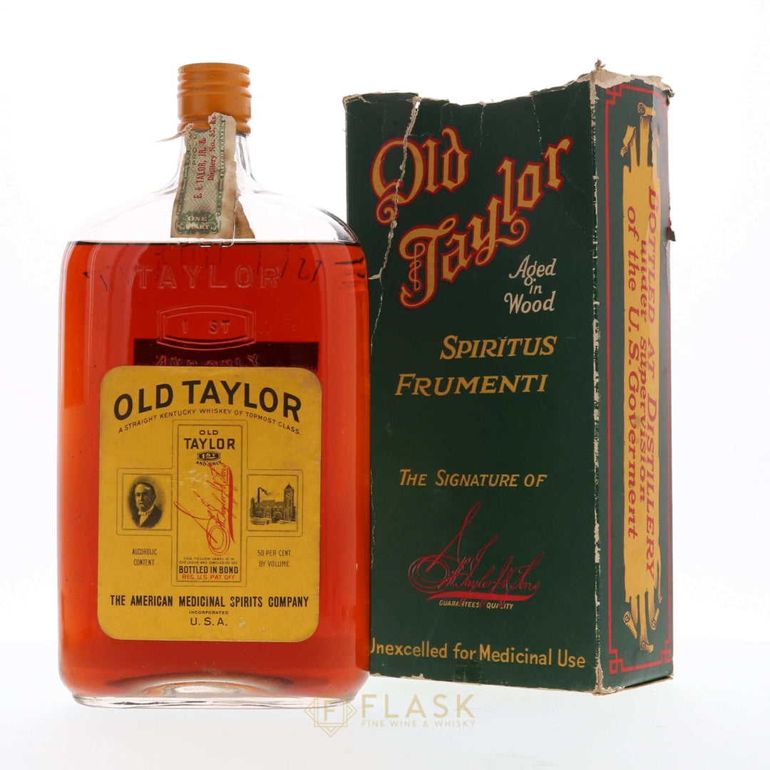 Old Taylor 1917 Prohibition Era American Medicinal Spirits Co. / Private Bottling / Full Quart [Mid Shoulder] - Flask Fine Wine & Whisky