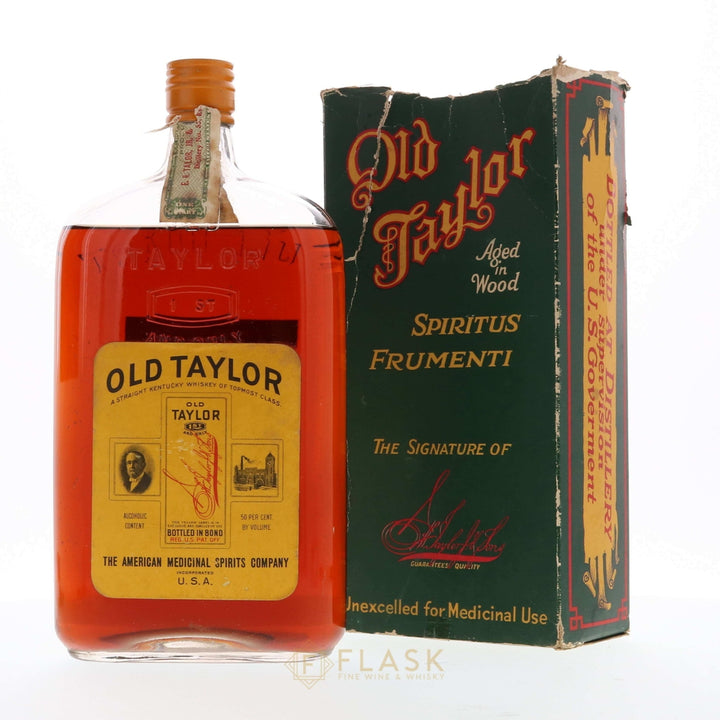 Old Taylor 1917 Prohibition Era American Medicinal Spirits Co. / Private Bottling / Full Quart [Mid Shoulder] - Flask Fine Wine & Whisky
