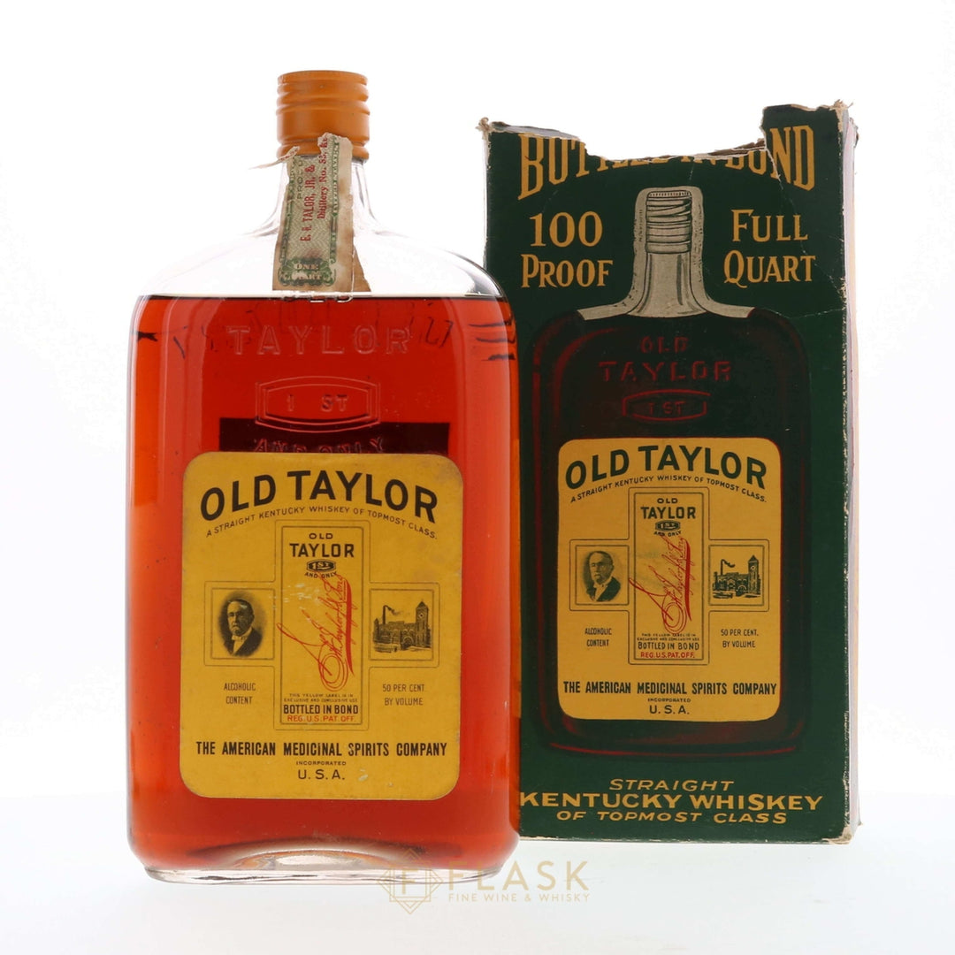 Old Taylor 1917 Prohibition Era American Medicinal Spirits Co. / Private Bottling / Full Quart [Mid Shoulder] - Flask Fine Wine & Whisky