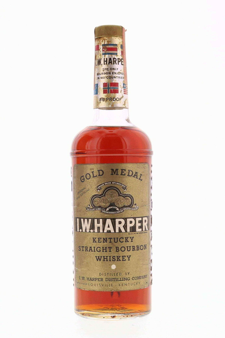 I.W. Harper Gold Medal Straight Bourbon 6 year 86 Proof Bottled 1960s 4/5 Quart - Flask Fine Wine & Whisky