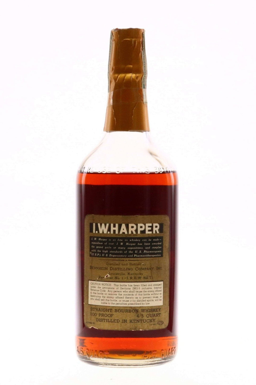 IW Harper 1937 / 1943 Bottled in Bond Bourbon - Flask Fine Wine & Whisky