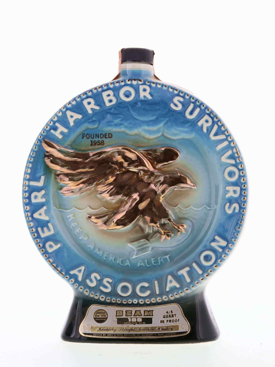 Jim Beam Bourbon Decanter Pearl Harbor Survivors Association 1970s - Flask Fine Wine & Whisky