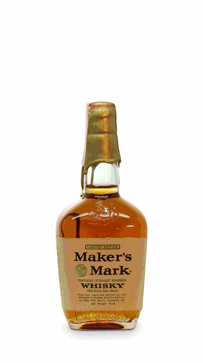Maker's Mark Gold Wax 101 Proof Limited Edition Autographed Pint 1970's - Flask Fine Wine & Whisky