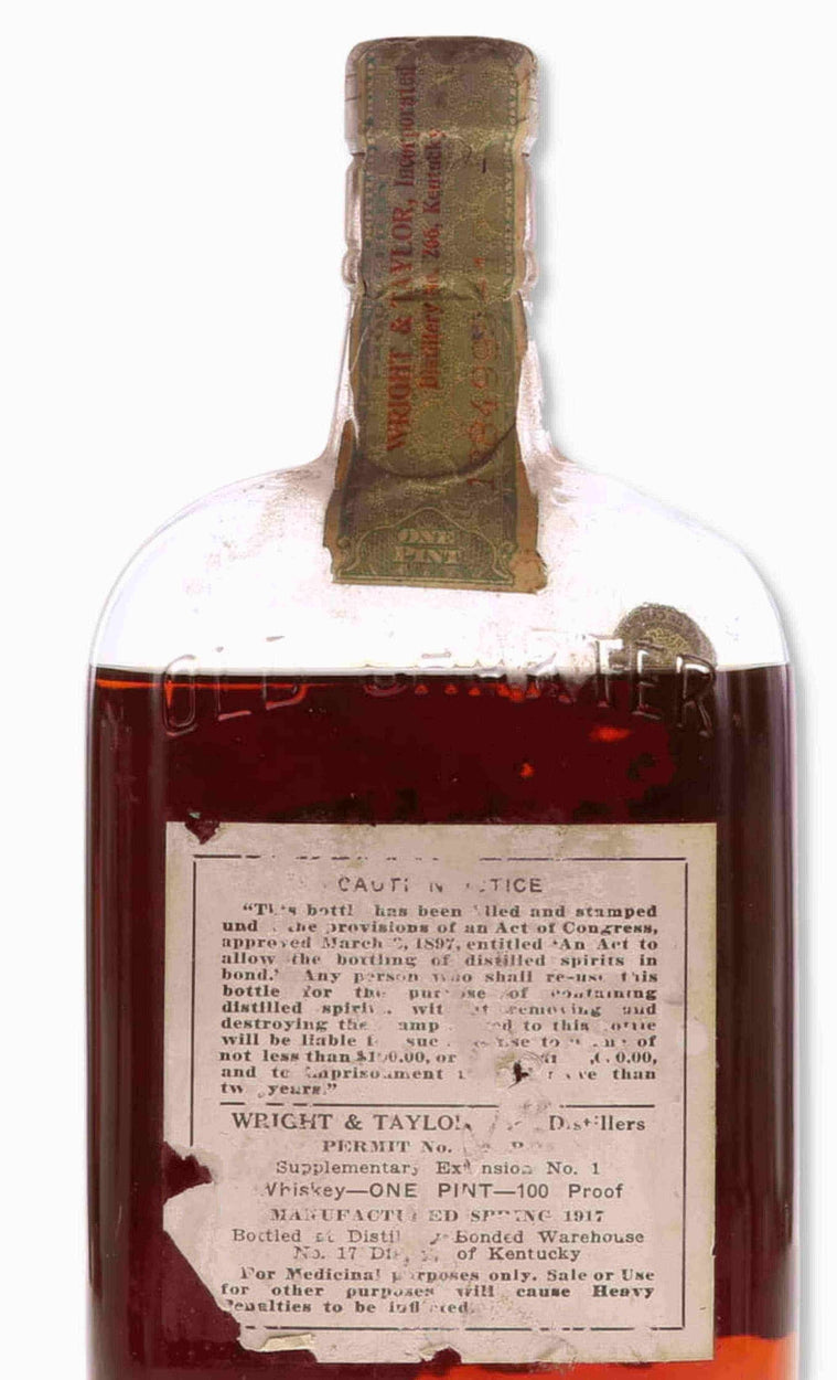Old Charter Pint, 1917/1929, Prohibition - Flask Fine Wine & Whisky