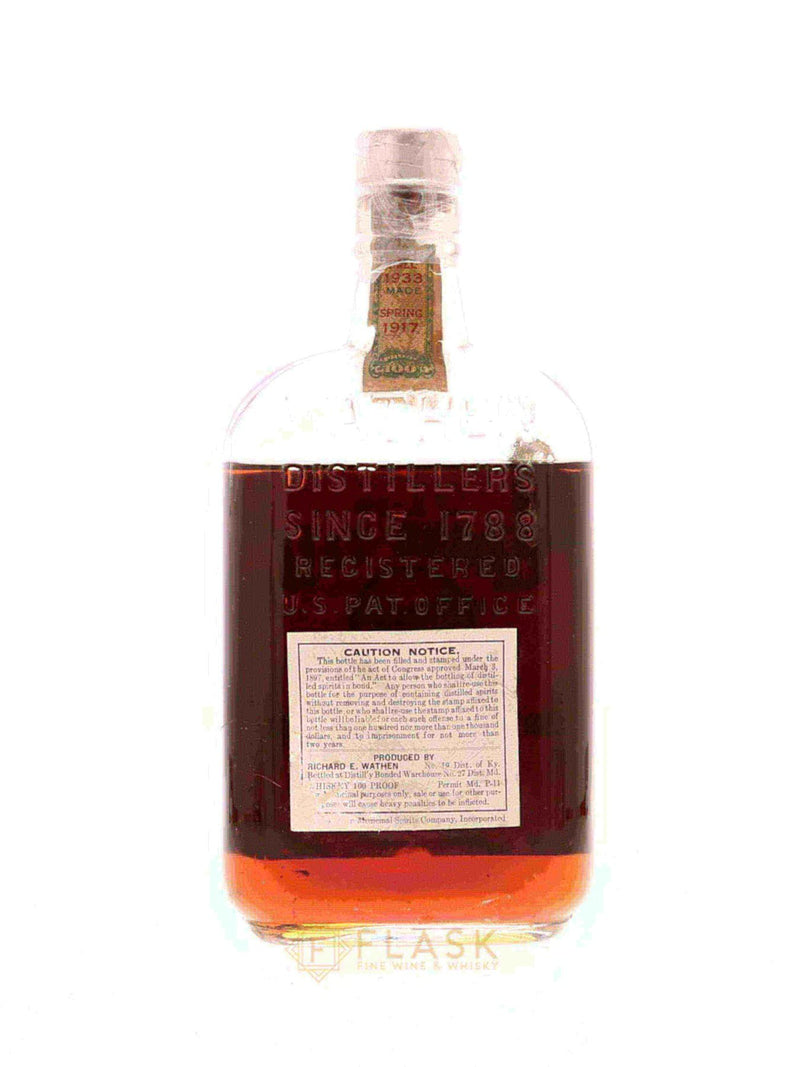 Old Grand Dad Bourbon 1917 /  Wathen Distillers Prohibition Era Bourbon One Pint - Flask Fine Wine & Whisky
