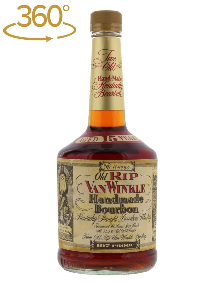 Old Rip Van Winkle 'Pappy' 15 Year Old Bourbon Lawrenceburg c. 1996 Squat Bottle - Flask Fine Wine & Whisky