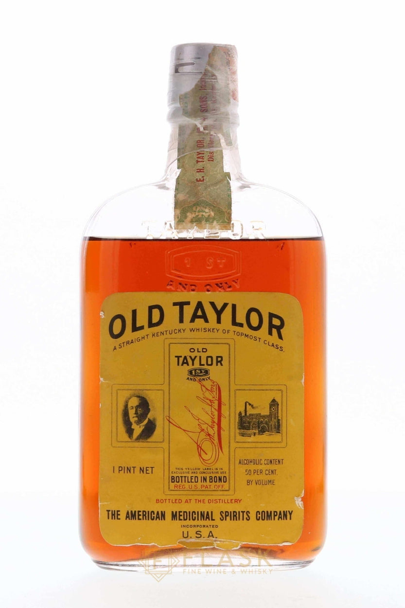 Old Taylor 1915 Prohibition Era American Medicinal Spirits Co. One Pint - Flask Fine Wine & Whisky