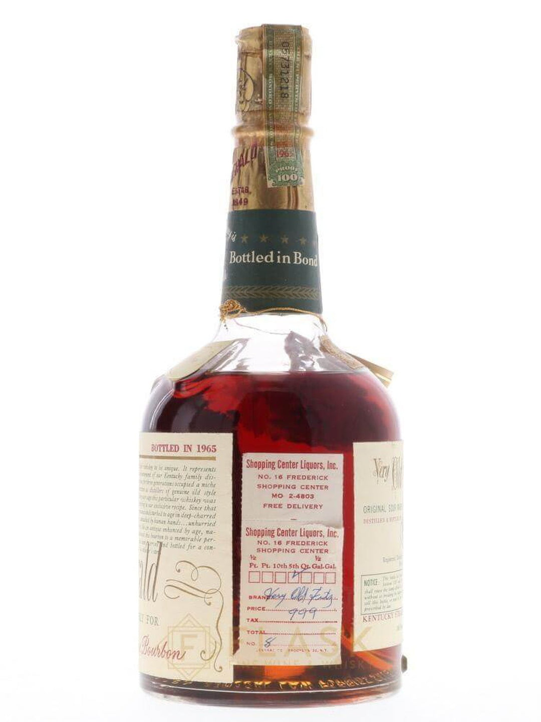 Very Old Fitzgerald 1957 8 Year Old Bourbon Stitzel Weller 4/5 Quart Private Label - Flask Fine Wine & Whisky