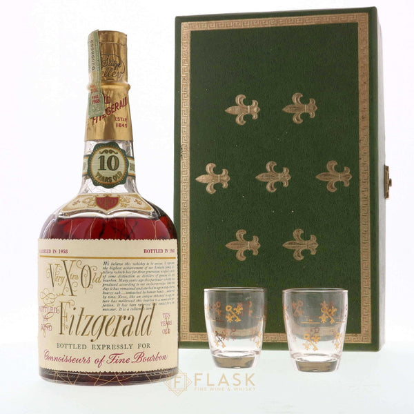 Very Xtra Old Fitzgerald 1958 10 Year Old Bourbon Gift Set with Glasses 100 proof / Stitzel Weller - Flask Fine Wine & Whisky