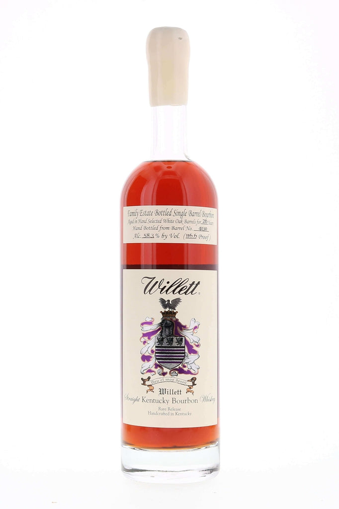Willett Family Estate Single Barrel Bourbon 26 year #4130 116.6 Proof White Wax - Flask Fine Wine & Whisky
