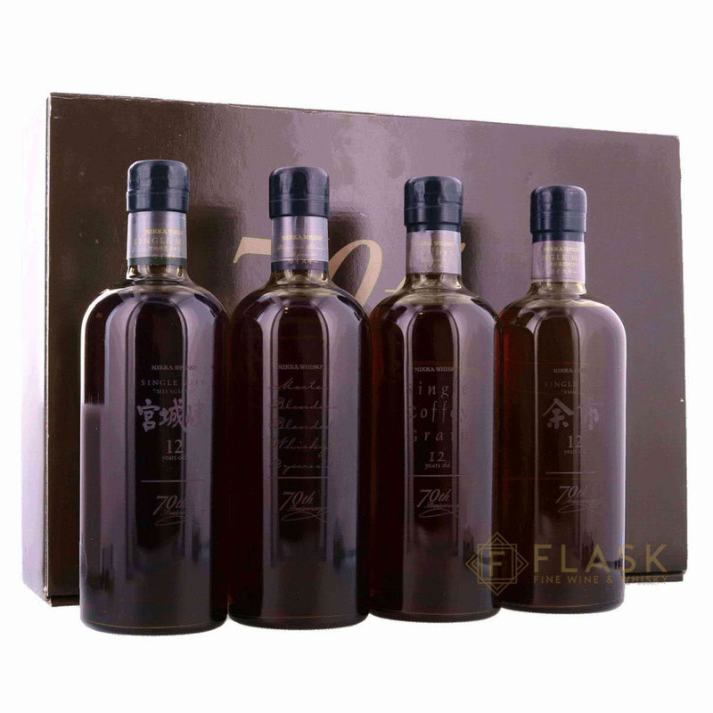 Nikka 70th Anniversary Selection Box Set 4 Bottle Case - Flask Fine Wine & Whisky