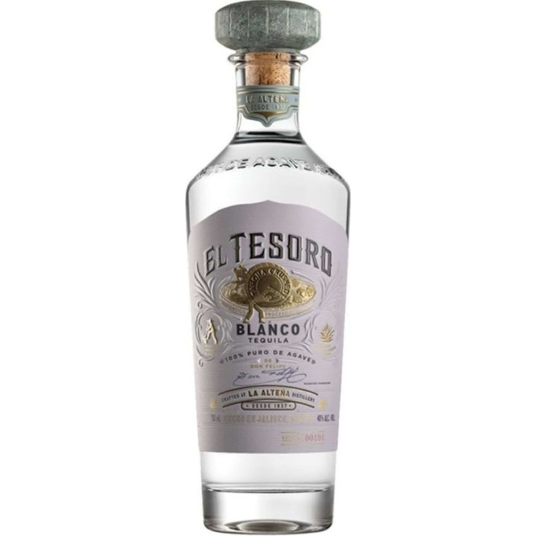 El Tesoro Blanco Tequila Old Square Bottle - Flask Fine Wine & Whisky