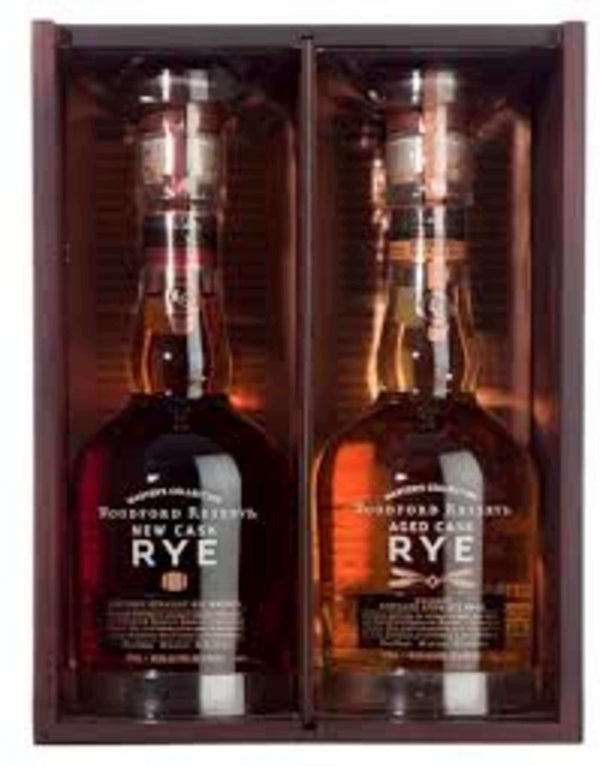 Woodford Reserve Masters Collection Aged Cask & New Cask Rye Whiskey 2x375ml Autographed Set - Flask Fine Wine & Whisky