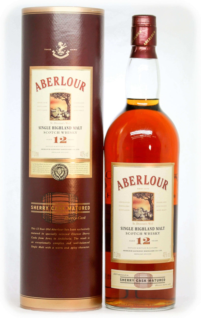 Aberlour 12 Year Sherry Cask Matured Old Tall Bottle 1 Liter - Flask Fine Wine & Whisky