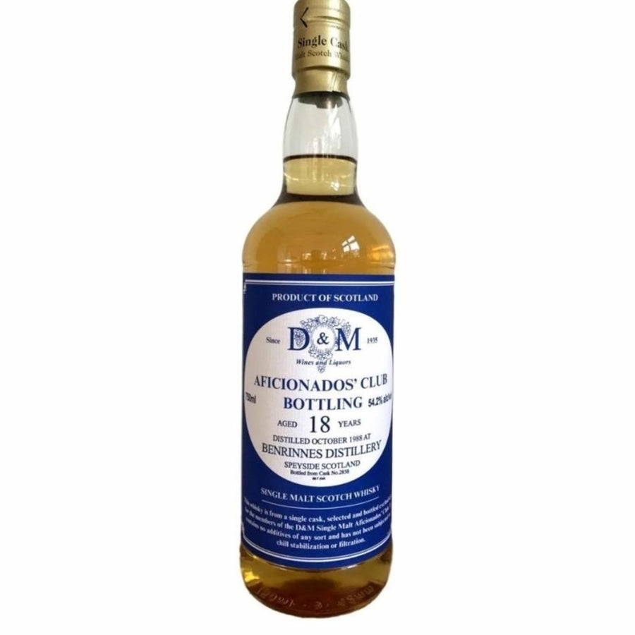 D&M Aficionados Benrinnes 18 Year Old 1988 Cask 2858 54.2% - Flask Fine Wine & Whisky