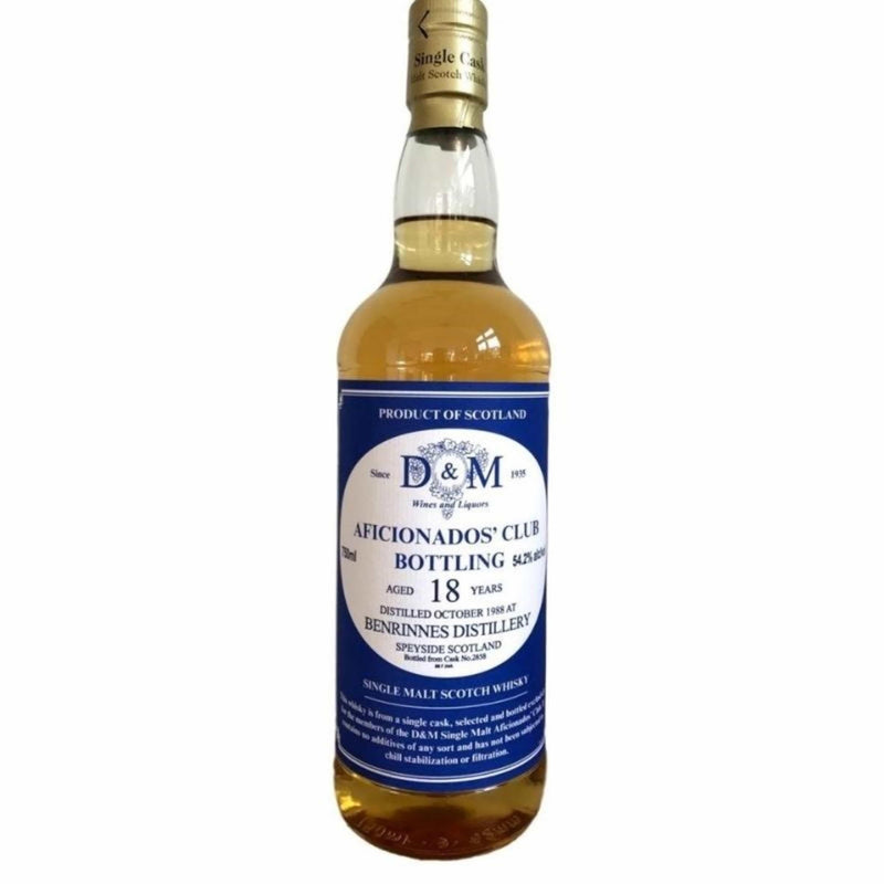 D&M Aficionados Benrinnes 18 Year Old 1988 Cask 2858 54.2% - Flask Fine Wine & Whisky