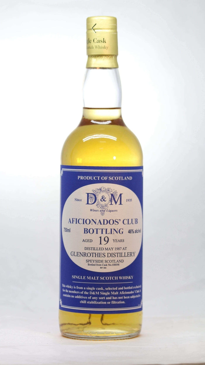 Glenrothes 1987 19 year Cask No. 100098 Aficionados Club - Flask Fine Wine & Whisky