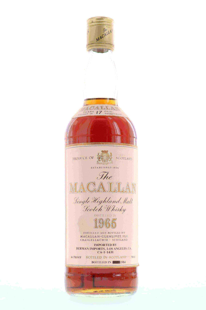 Macallan 1965 17 Year Old Sherry Matured Single Malt Scotch Whisky - Flask Fine Wine & Whisky