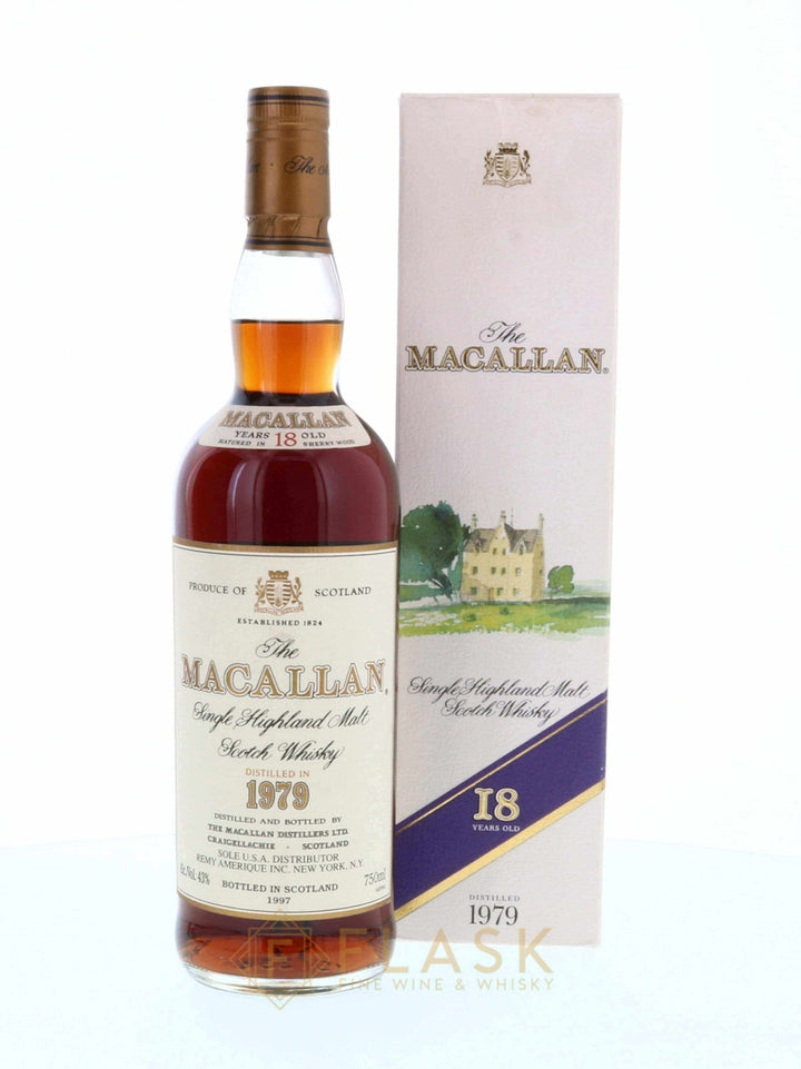 Macallan 18 Year Old 1979 Original Box High Fill 750ml - Flask Fine Wine & Whisky