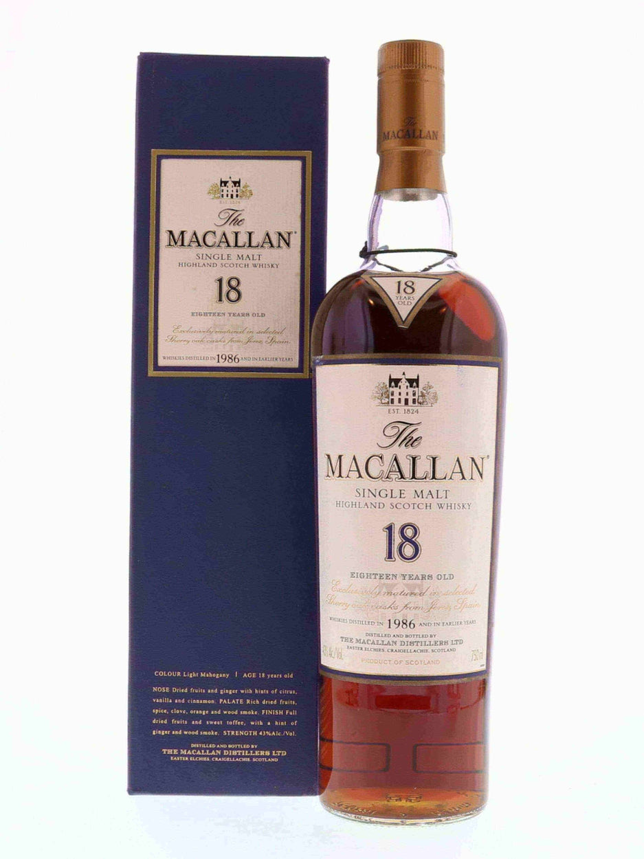 Macallan 18 Year Old Single Malt 1986 - Flask Fine Wine & Whisky