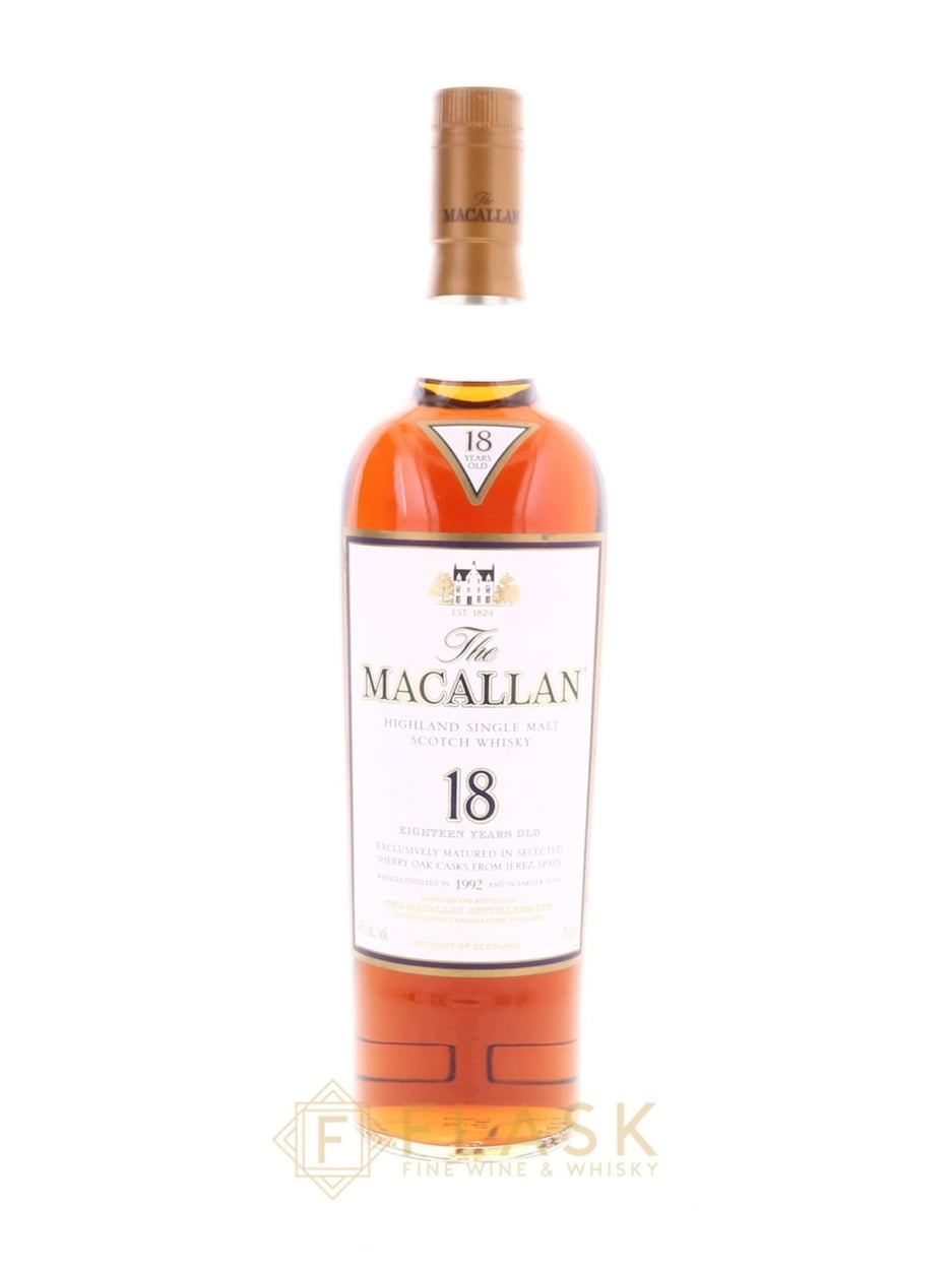 Macallan 18 Year Old Single Malt 1992 Original Box - Flask Fine Wine & Whisky