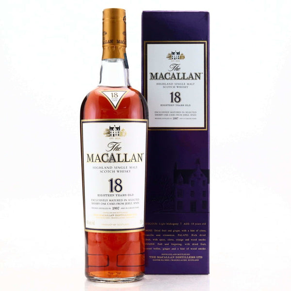 Macallan 18 Year Old Single Malt 1997 Original Box - Flask Fine Wine & Whisky