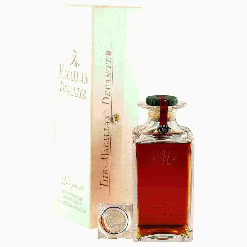 Macallan 1964 25 Year Old Crystal Decanter Box & Stopper - Flask Fine Wine & Whisky