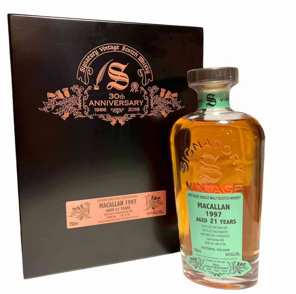 Macallan 1997 Signatory Vintage 21 Year Old 30th Anniversary Cask Strength Box Set - Flask Fine Wine & Whisky