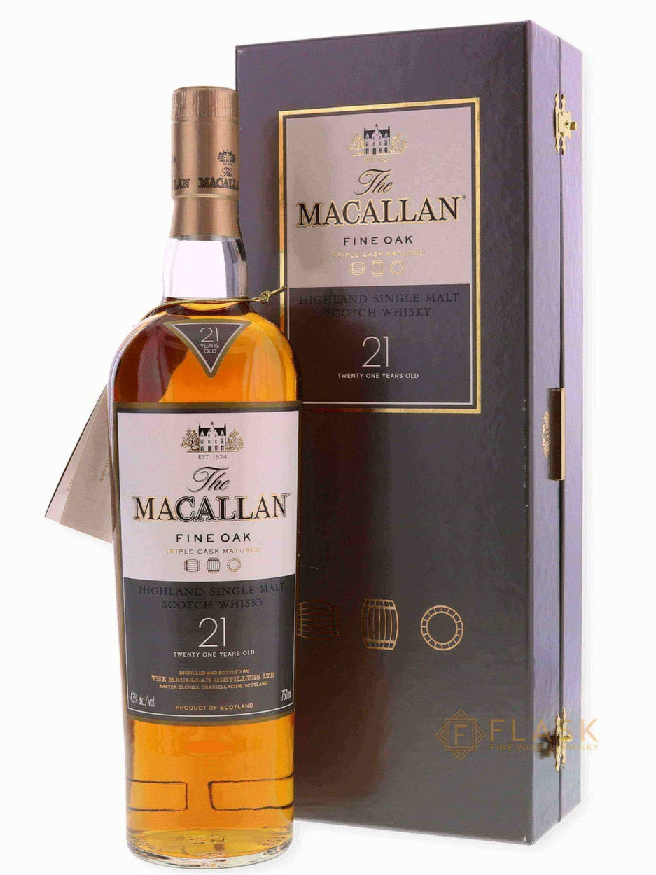 Macallan Fine Oak 21 Year Original Box - Flask Fine Wine & Whisky