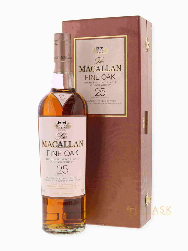 Macallan Fine Oak 25 Year Old Gold Box - Flask Fine Wine & Whisky