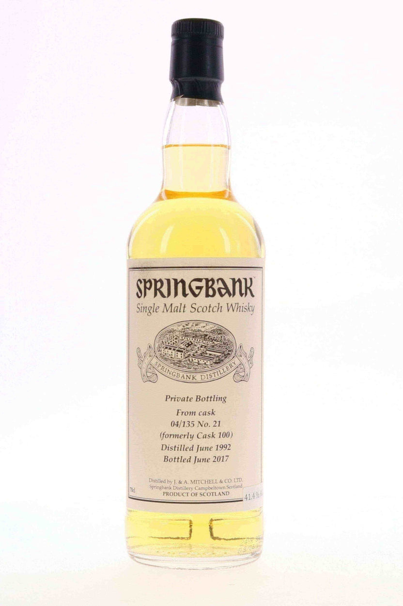 Springbank 1992 25 Year Old Private Bottling Cask 04/135 #21Distillery Bottled - Flask Fine Wine & Whisky