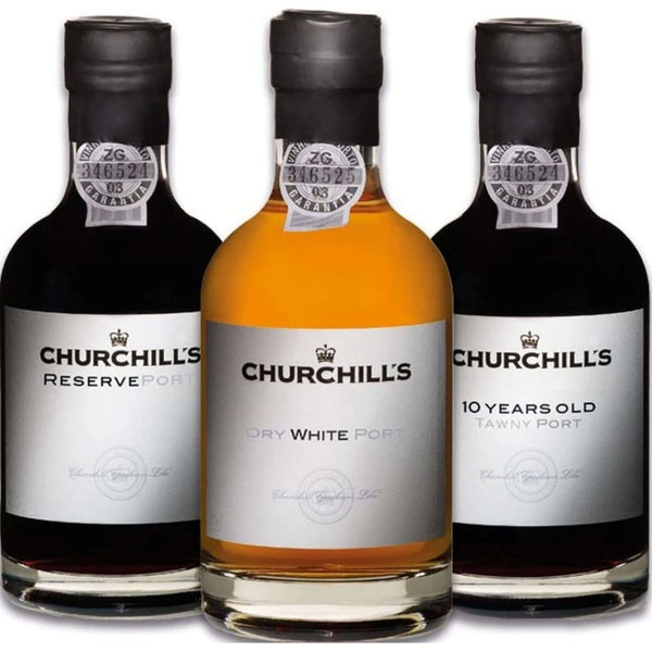Churchills Port Gift Set 3pk 187ml - Flask Fine Wine & Whisky