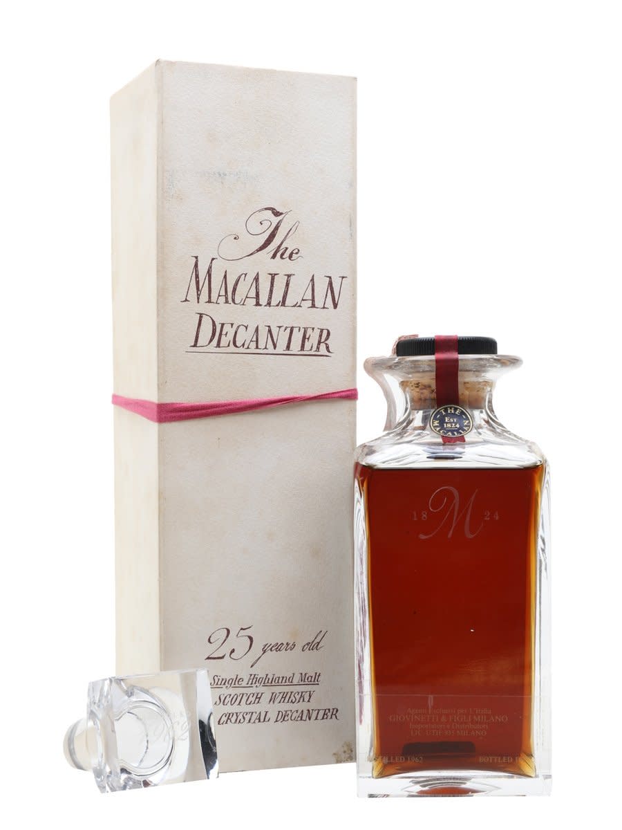 Macallan 1962 25 Year Old Crystal Decanter Box & Stopper - Flask Fine Wine & Whisky