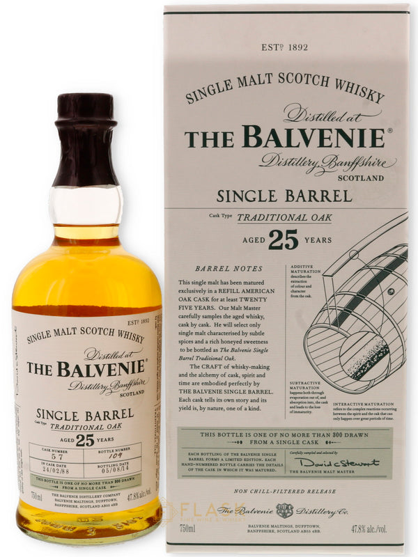 Balvenie 25 Year Old Single Barrel Traditional Oak 1988 - Flask Fine Wine & Whisky