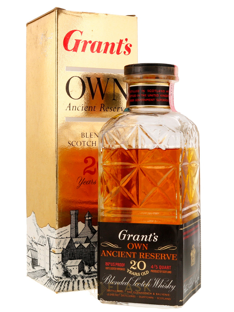 Grants Own Ancient Reserve 20 Year Old Scotch Whisky 1960s - Flask Fine Wine & Whisky