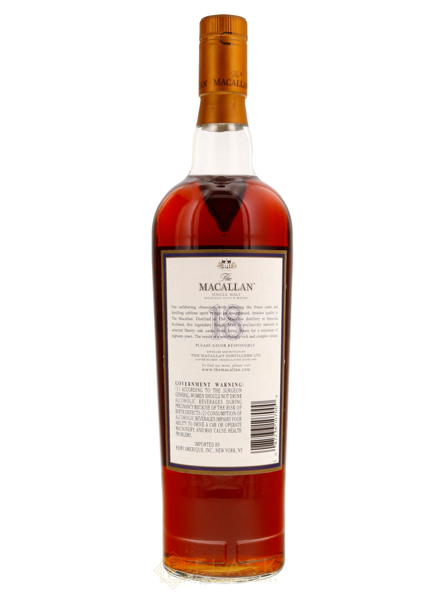 Macallan 18 Year Old Sherry Oak Single Malt 1986 750ml Bottle - Flask Fine Wine & Whisky