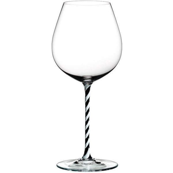 Riedel Fatto A Mano Old World Pinot Noir Wine Glass Black and White Twisted - Flask Fine Wine & Whisky