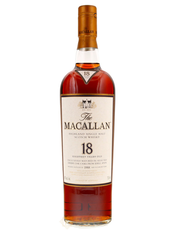 Macallan 18 Year Old Sherry Oak Single Malt 1988 750ml Bottle - Flask Fine Wine & Whisky