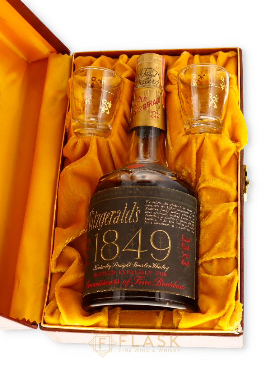 Old Fitzgerald '1849' 10 Year Old Bourbon 1960s / Stitzel Weller Gift Box w Glasses - Flask Fine Wine & Whisky