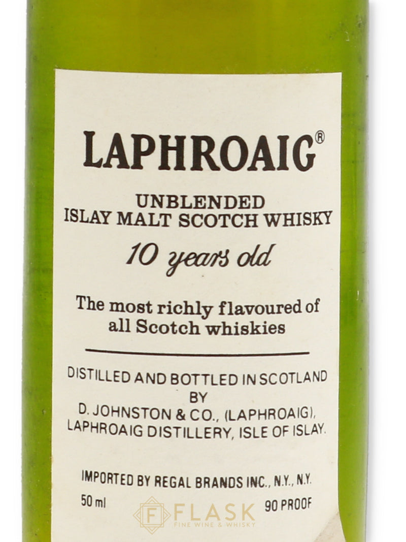 Laphroaig 10 Year Old Unblended 90 Proof 1980s / Regal Brands 50ml Miniature - Flask Fine Wine & Whisky